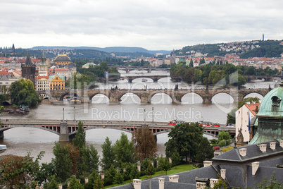 background of the bridges of Prague