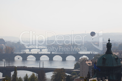 background of the bridges of Prague