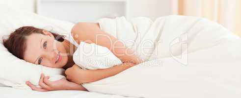 Relaxing red-haired woman