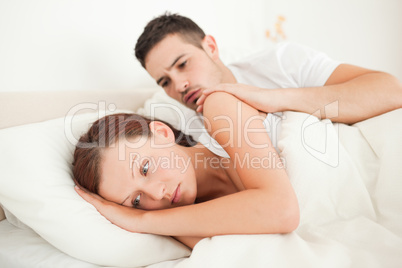 Man comforting his fiance