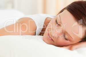 Close up of a Woman sleeping in her bed