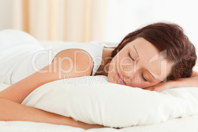 Close up of a gorgeous Woman sleeping in her bed