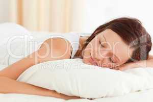 Close up of a gorgeous Woman sleeping in her bed