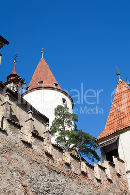 castle tower against the blue sky