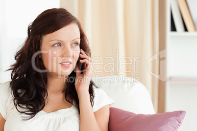 Charming woman on the phone