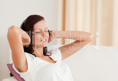 Relaxed woman listening to music