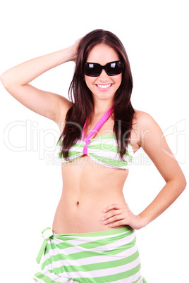 Beautiful girl posing on a white background