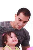 Portrait of happy father and his adorable little daughter