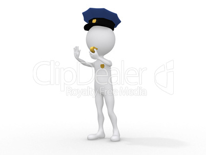 3D police officer - isolated over a white background