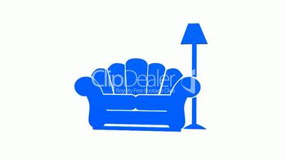Rotation of 3D Sofa and Table lamp.furniture,modern,interior,sofa,couch,style,design,relax,room,comfortable,