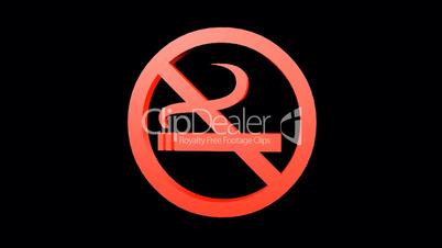 Rotation of 3D No Smoking.cigarette,forbidden,symbol,sign,stop,warning,hazard,health,icon,tobacco,addiction,