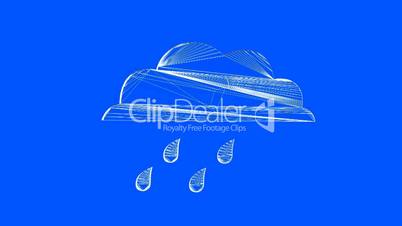 Rotation of 3D Rain cloud.storm,water,weather,nature,sky,climate,wind,thunder,Grid,mesh,sketch,structure,