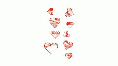 Rotation of heart.love,red,symbol,heart,valentine,romance,illustration,holiday,Grid,mesh,structure,sketch,stroke,