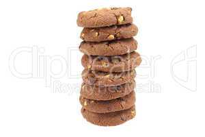 pile of oatmeal cookies isolated on white