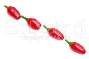 red hot chilli peppers on white background