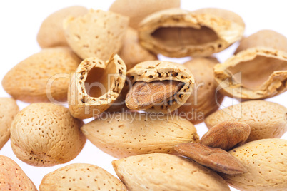 almonds isolated on white