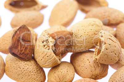 almonds isolated on white