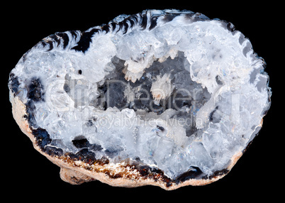 Interior of a geode quartz crystal rock