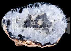 Interior of a geode quartz crystal rock