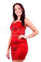 lovely girl in red dress isolated