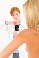 Plastic surgery female doctor shoot patient breast