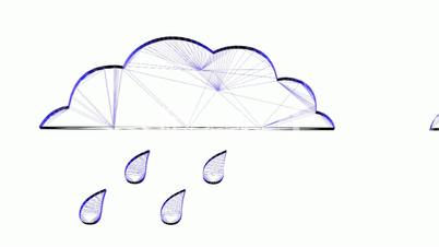Rotation of 3D Rain cloud.storm,water,weather,nature,sky,climate,wind,thunder,Grid,mesh,sketch,structure,