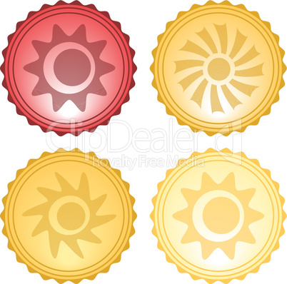 Vector Sun Symbols Glassy Icons Set