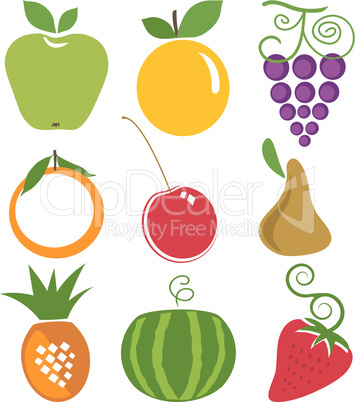 Vector Colorful Fruits Set