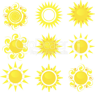 set of sun vector illustration isolated on white background