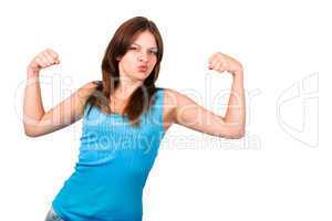 Beautiful woman showing her strong arms