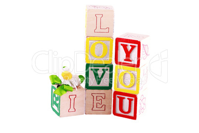 I Love You photographed using childs alphabet