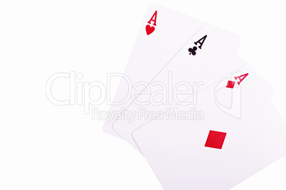 three aces isolated on a white background