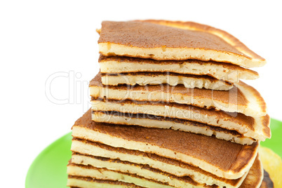 Pancakes on a plate isolated on white