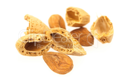 almonds isolated on white