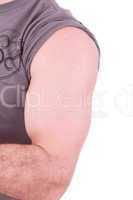 The male arm isolated on white background.