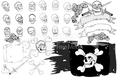 XXXL Hand drawn pirate skulls
