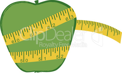 Vector apple with measuring tape - Diet concept