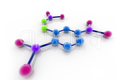 3d Model of a molecule from color spheres and rod