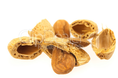 almonds isolated on white