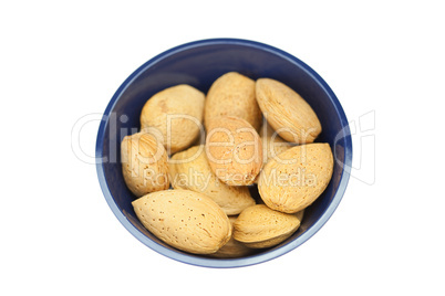 almonds in a bowl isolated on white