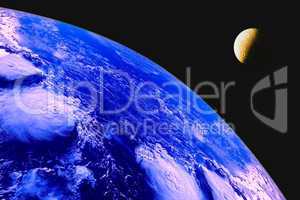 Planet earth and the moon