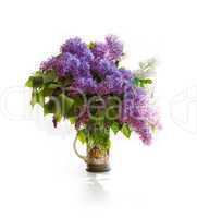 Bouquet of a lilac in a bright jar on light tones.