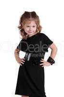 Little girl in a fashionable black dress