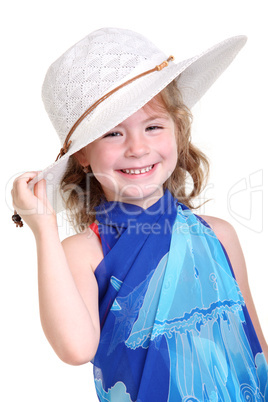 Little girl in a white bonnet