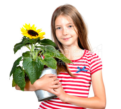 Mädchen Blumen Sonnenblume