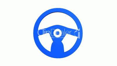 Rotation of 3D Steering wheel.drive,vehicle,control,transportation,auto,round,stock,car,
