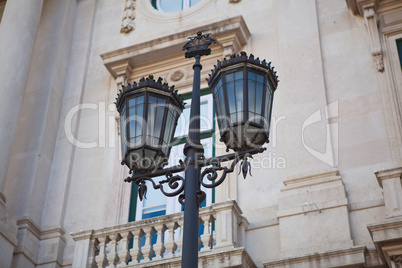 Typical metal street lamp at Lisbon