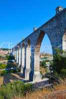 historic aqueduct in the city of Lisbon built in 18th century, P