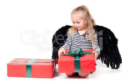 Little cute girl in studio