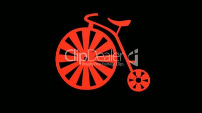 Rotation of 3D bicycle.Transportation,traffic,sports,fitness,Circus,wheelbarrow,artifacts,antiques,Clowns,jugglers,clown,unicycle,drama,Toys,